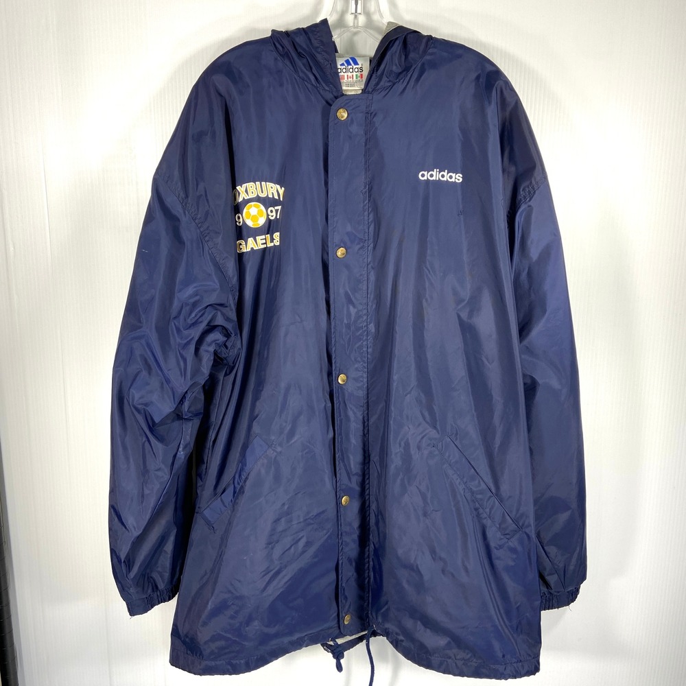VTG Adidas 1997 Roxbury Gaels‎ New Jersey Navy Blue Hooded Jacket Mens XL